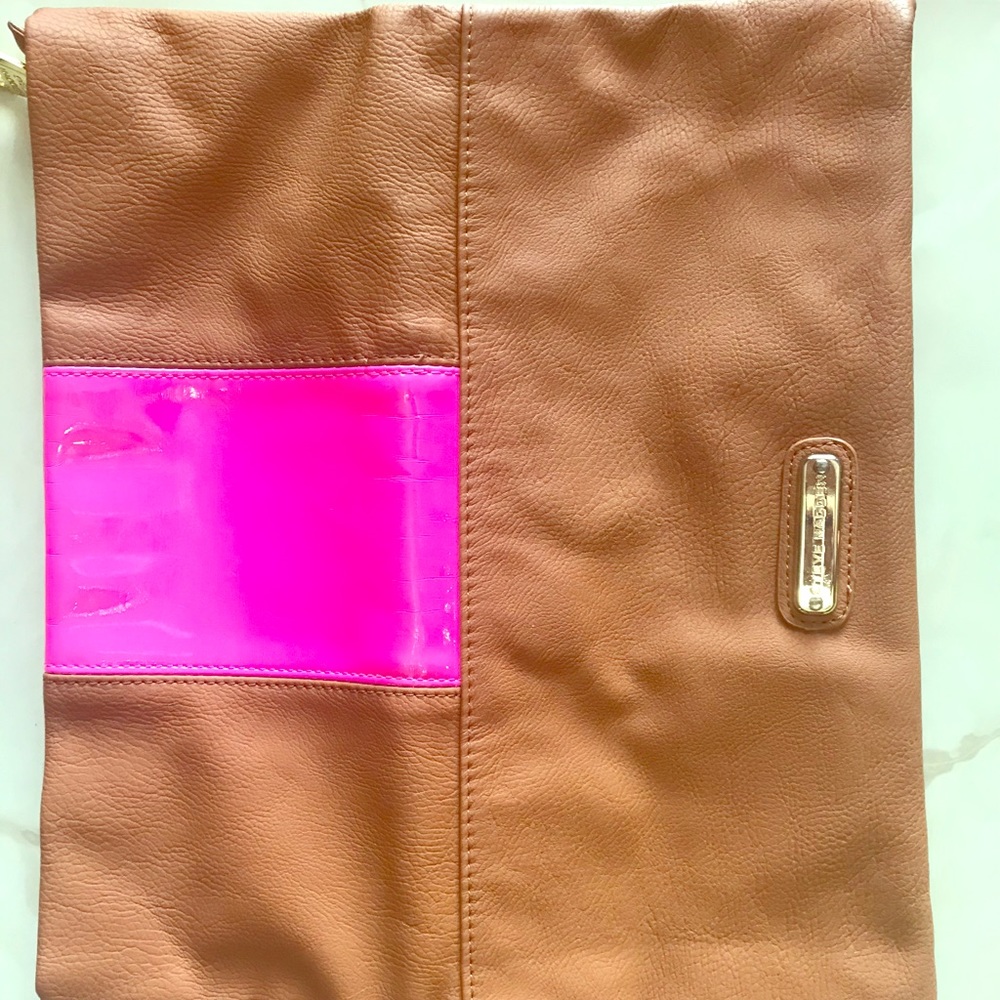 Hot pink stripe clutch